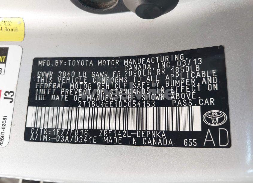 Photo 9 of 2013 Toyota Corolla LE (VIN 2T1BU4EE1DC054153)