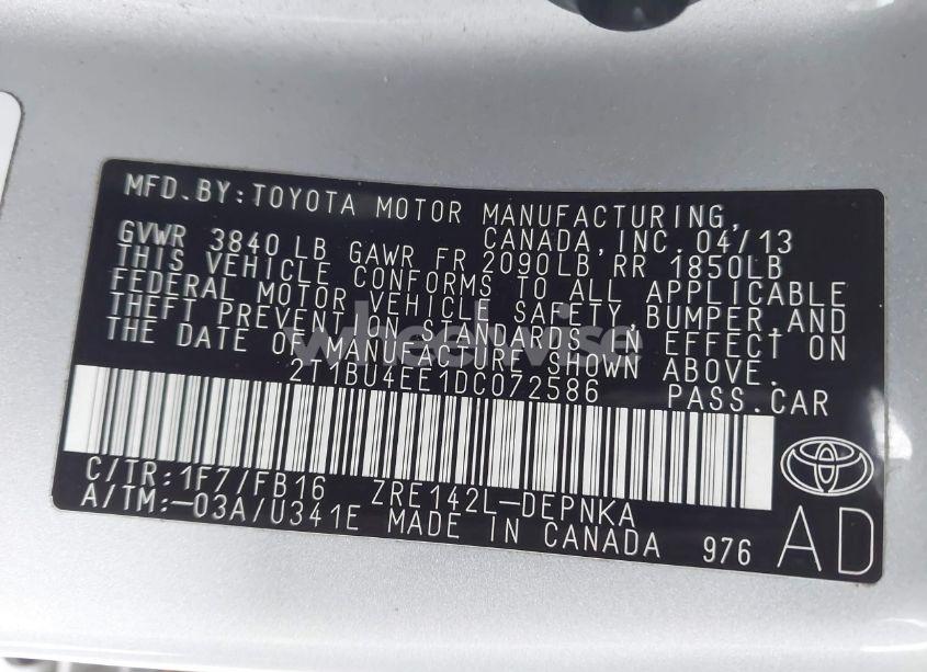 Photo 9 of 2013 Toyota Corolla LE (VIN 2T1BU4EE1DC072586)