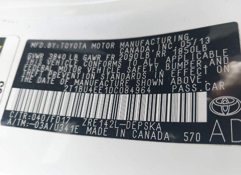 Photo 9 of 2013 Toyota Corolla S/LE (VIN 2T1BU4EE1DC084964)