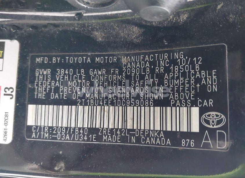 Photo 9 of 2013 Toyota Corolla LE (VIN 2T1BU4EE1DC959086)