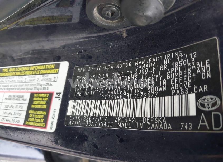 Photo 9 of 2013 Toyota Corolla S (VIN 2T1BU4EE1DC972677)