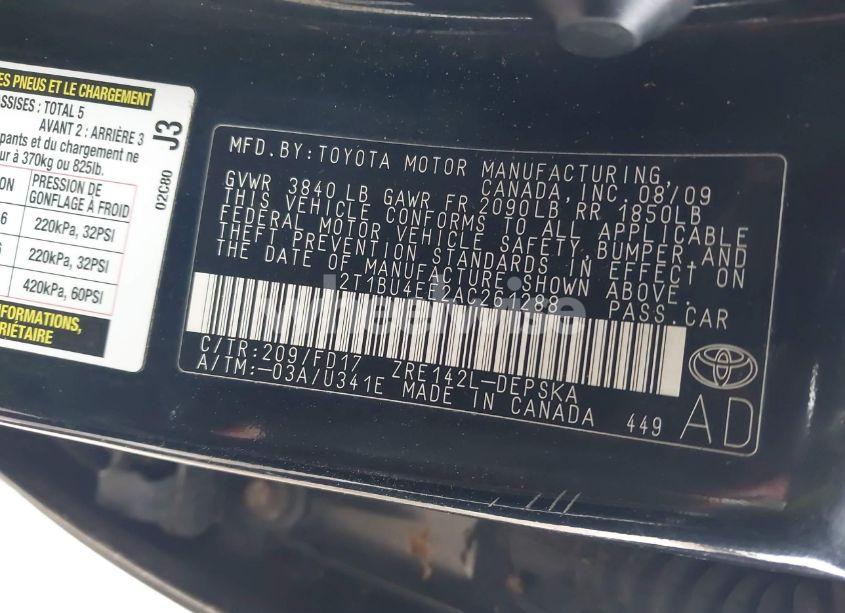 Photo 9 of 2010 Toyota Corolla S (VIN 2T1BU4EE2AC261288)