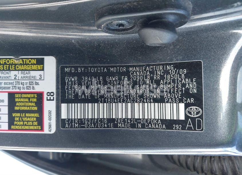 Photo 9 of 2010 Toyota Corolla LE (VIN 2T1BU4EE2AC282464)