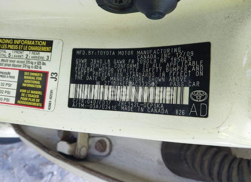 Photo 9 of 2010 Toyota Corolla S (VIN 2T1BU4EE2AC333512)