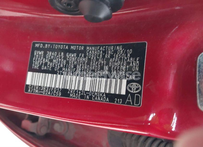 Photo 9 of 2010 Toyota Corolla S (VIN 2T1BU4EE2AC466707)