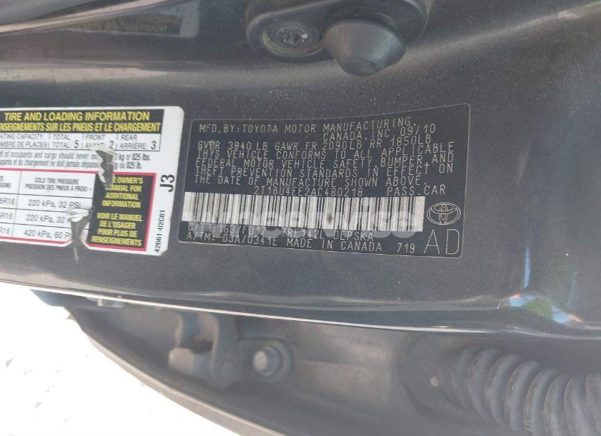 Photo 9 of 2010 Toyota Corolla S (VIN 2T1BU4EE2AC480218)