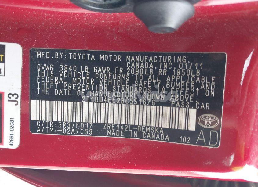 Photo 9 of 2011 Toyota Corolla S (VIN 2T1BU4EE2BC551676)