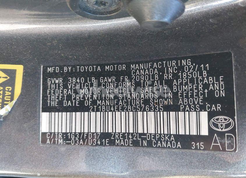 Photo 9 of 2011 Toyota Corolla S (VIN 2T1BU4EE2BC576335)