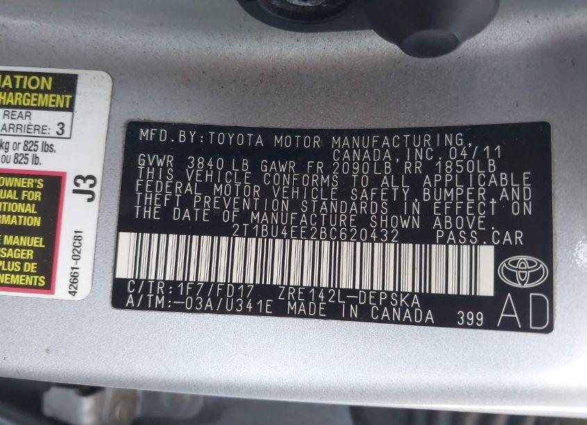 Photo 9 of 2011 Toyota Corolla N/A (VIN 2T1BU4EE2BC620432)