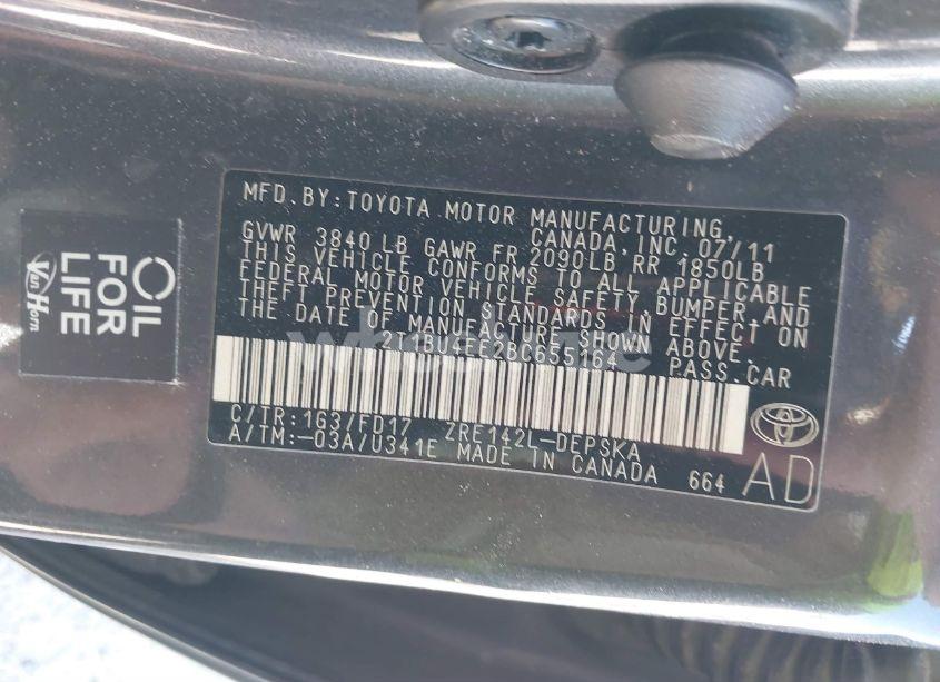 Photo 9 of 2011 Toyota Corolla S (VIN 2T1BU4EE2BC655164)