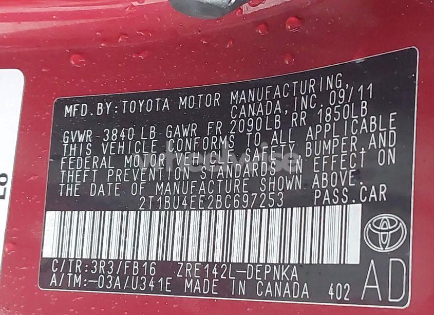 Photo 9 of 2011 Toyota Corolla LE (VIN 2T1BU4EE2BC697253)