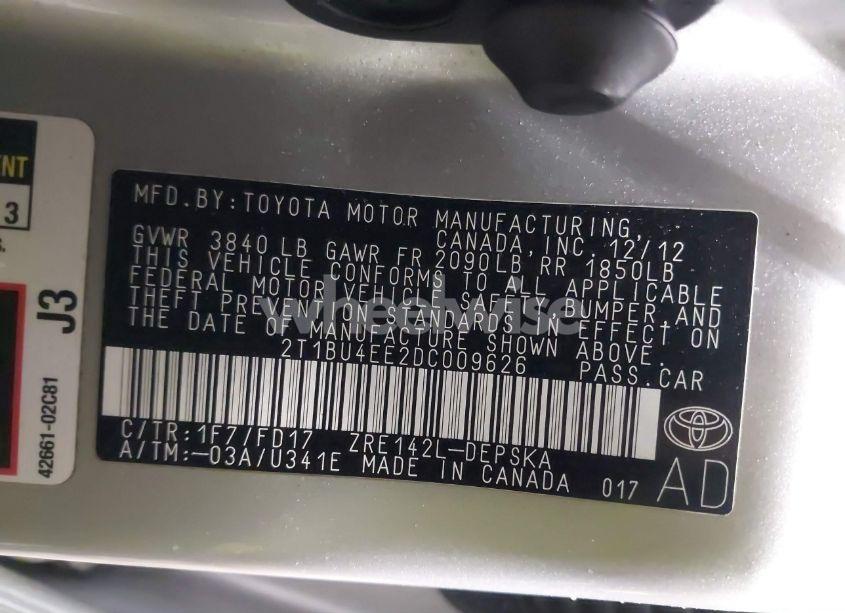 Photo 9 of 2013 Toyota Corolla S (VIN 2T1BU4EE2DC009626)