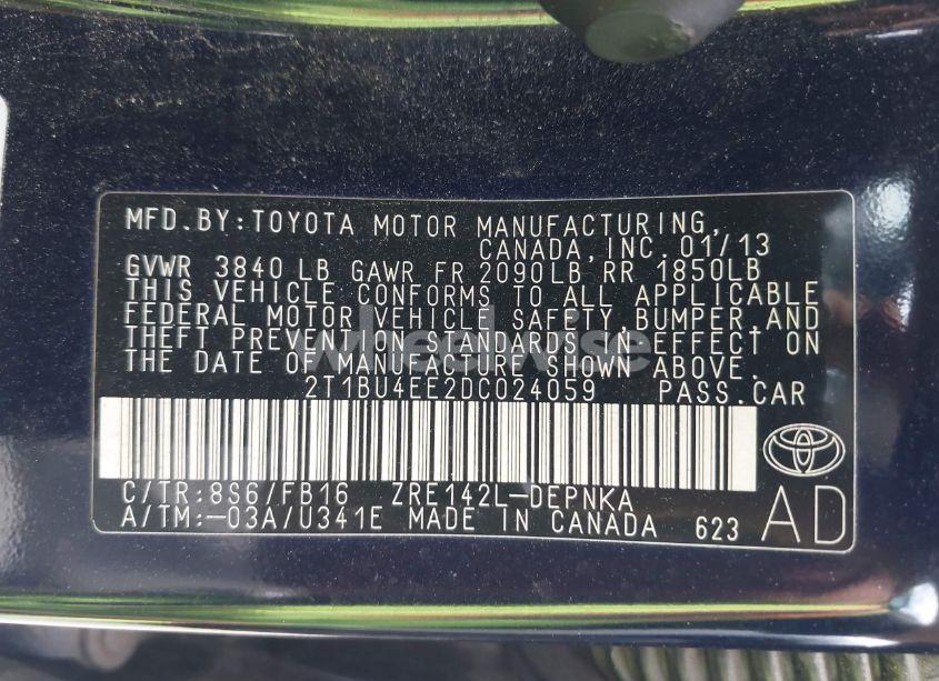 Photo 9 of 2013 Toyota Corolla LE (VIN 2T1BU4EE2DC024059)