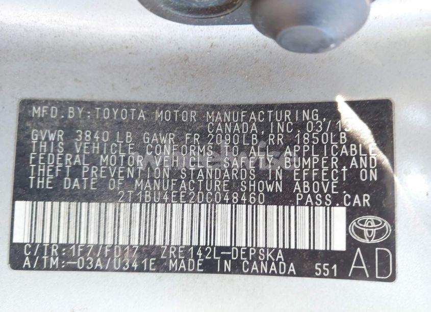 Photo 9 of 2013 Toyota Corolla S (VIN 2T1BU4EE2DC048460)
