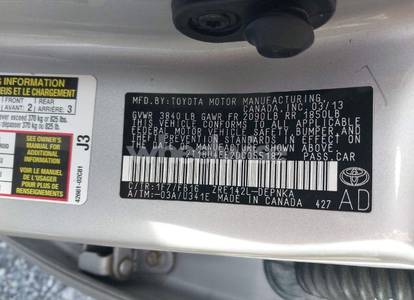 Photo 9 of 2013 Toyota Corolla LE (VIN 2T1BU4EE2DC055182)