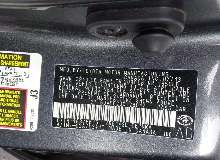 Photo 9 of 2013 Toyota Corolla LE (VIN 2T1BU4EE2DC128017)