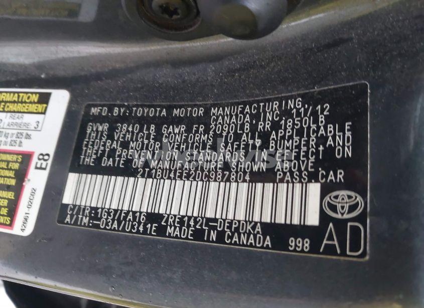 Photo 9 of 2013 Toyota Corolla L (VIN 2T1BU4EE2DC987804)