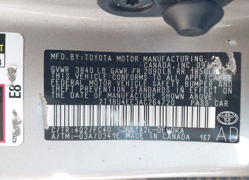 Photo 9 of 2010 Toyota Corolla LE (VIN 2T1BU4EE3AC264720)