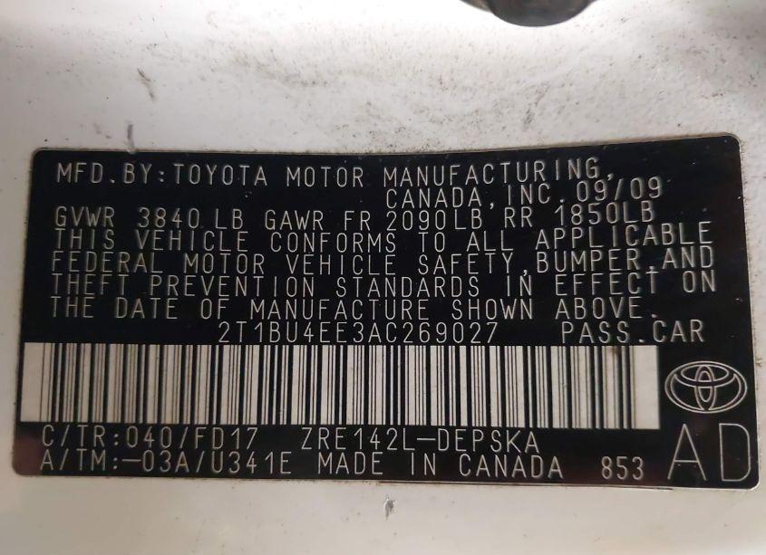 Photo 9 of 2010 Toyota Corolla S (VIN 2T1BU4EE3AC269027)