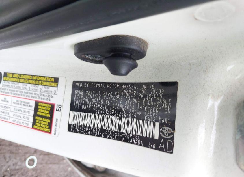 Photo 9 of 2010 Toyota Corolla LE (VIN 2T1BU4EE3AC281632)