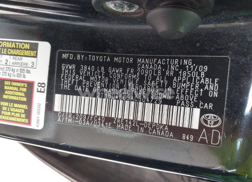 Photo 9 of 2010 Toyota Corolla LE (VIN 2T1BU4EE3AC304729)