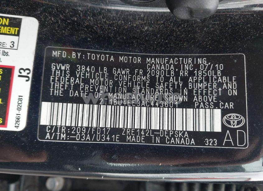 Photo 9 of 2010 Toyota Corolla S (VIN 2T1BU4EE3AC443601)