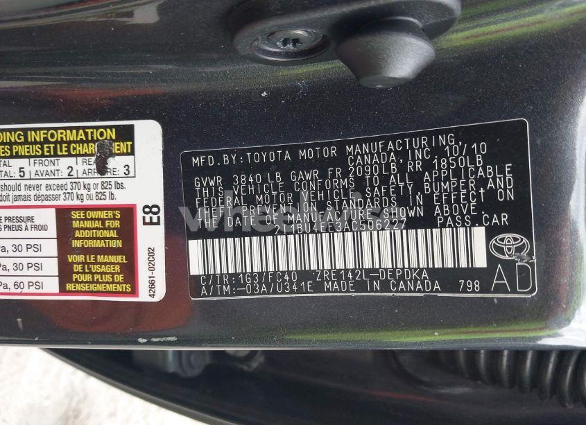 Photo 9 of 2010 Toyota Corolla LE (VIN 2T1BU4EE3AC506227)