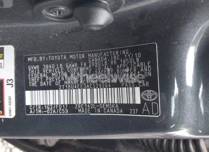 Photo 9 of 2010 Toyota Corolla S (VIN 2T1BU4EE3AC529264)