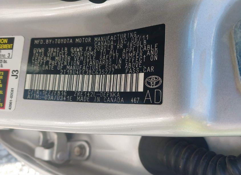 Photo 9 of 2011 Toyota Corolla LE (VIN 2T1BU4EE3BC635277)