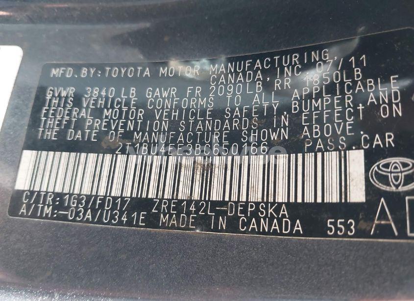 Photo 9 of 2011 Toyota Corolla S (VIN 2T1BU4EE3BC650166)