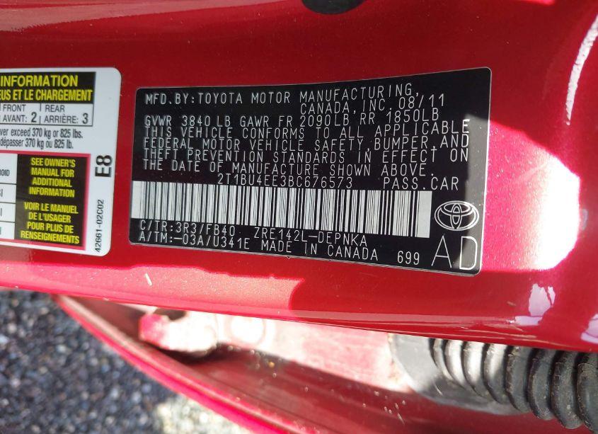 Photo 9 of 2011 Toyota Corolla LE (VIN 2T1BU4EE3BC676573)