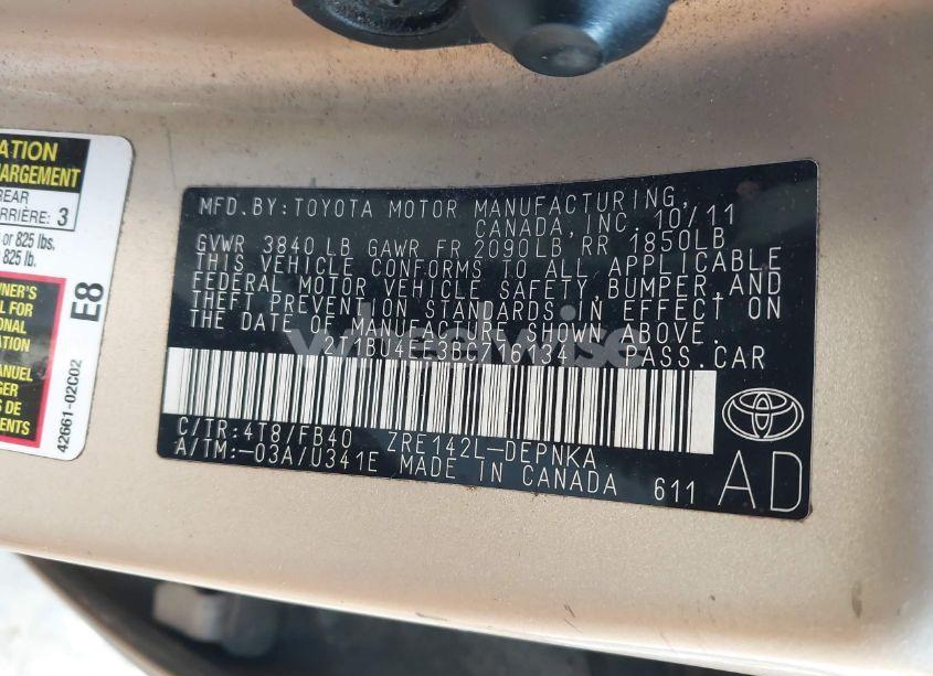 Photo 9 of 2011 Toyota Corolla LE (VIN 2T1BU4EE3BC716134)