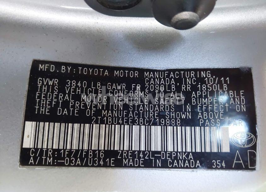 Photo 9 of 2011 Toyota Corolla LE (VIN 2T1BU4EE3BC719888)