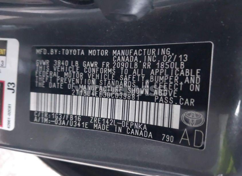 Photo 9 of 2013 Toyota Corolla LE (VIN 2T1BU4EE3DC039881)