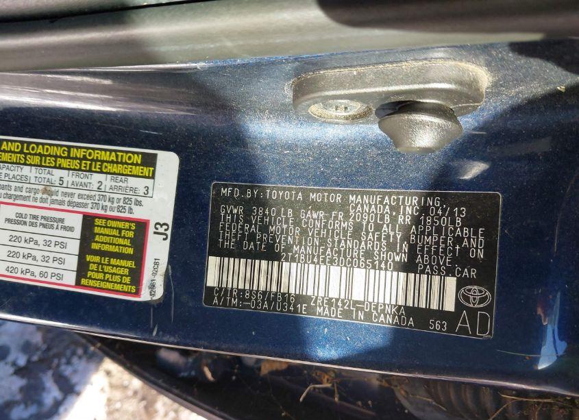 Photo 9 of 2013 Toyota Corolla LE (VIN 2T1BU4EE3DC065140)