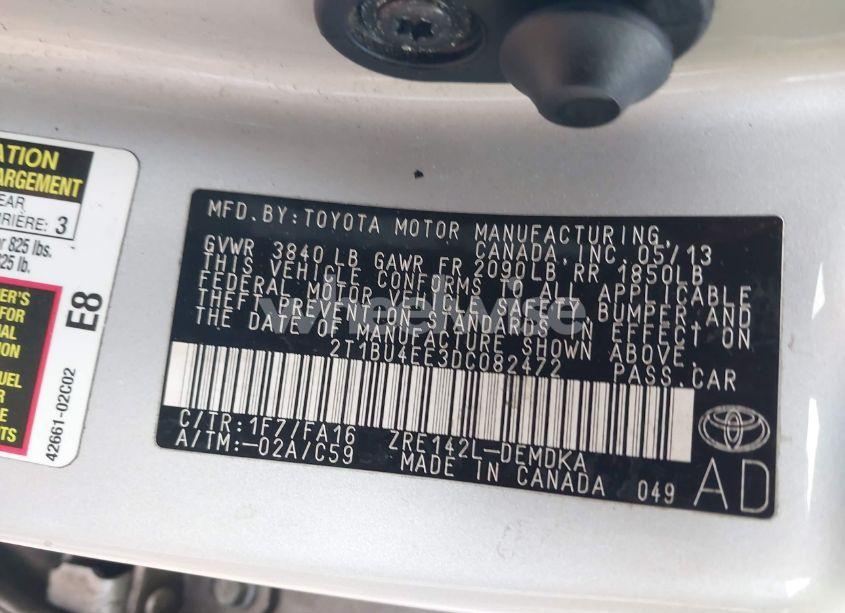Photo 9 of 2013 Toyota Corolla L (VIN 2T1BU4EE3DC082472)