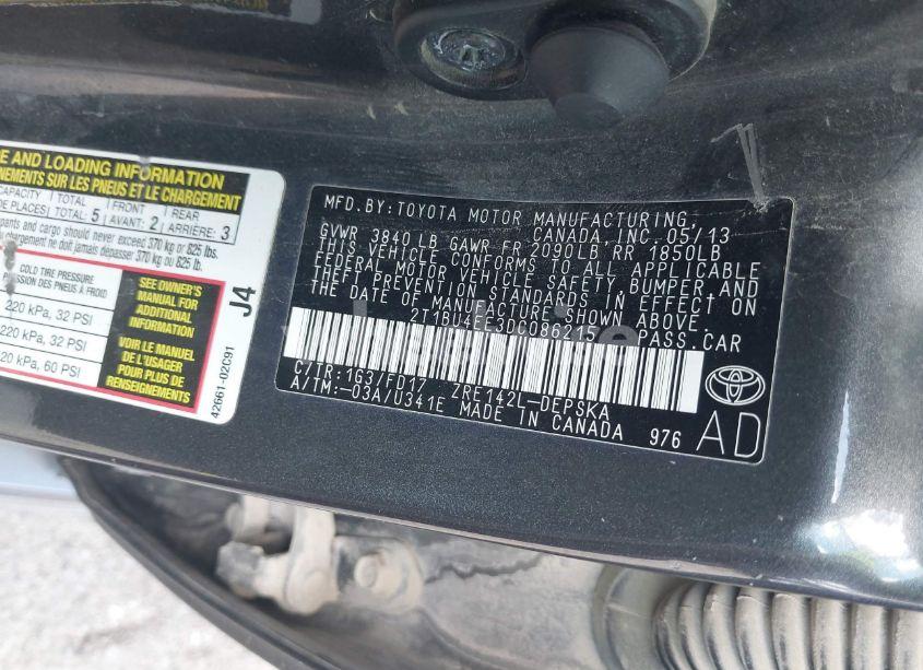 Photo 9 of 2013 Toyota Corolla S (VIN 2T1BU4EE3DC086215)