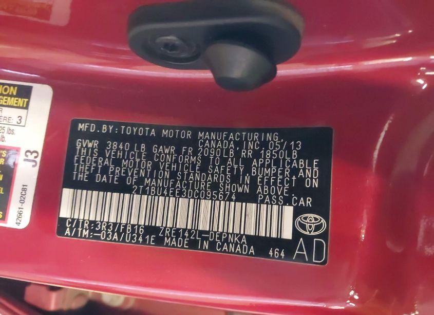 Photo 9 of 2013 Toyota Corolla LE (VIN 2T1BU4EE3DC095674)