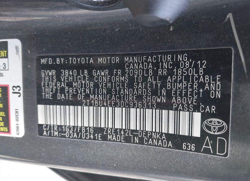 Photo 9 of 2013 Toyota Corolla LE (VIN 2T1BU4EE3DC936313)