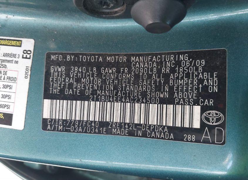 Photo 9 of 2010 Toyota Corolla LE (VIN 2T1BU4EE4AC234500)