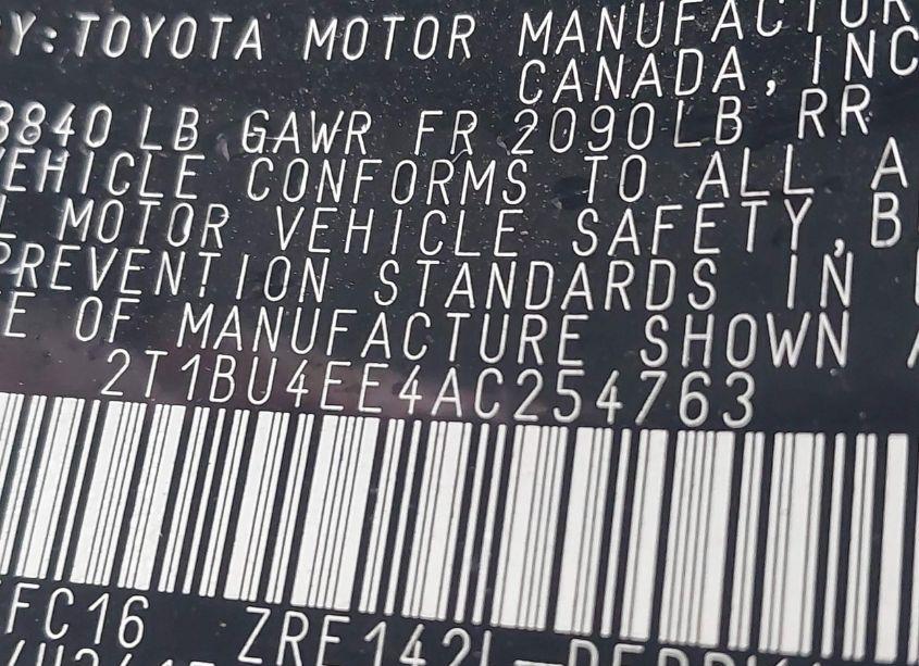 Photo 9 of 2010 Toyota Corolla LE (VIN 2T1BU4EE4AC254763)