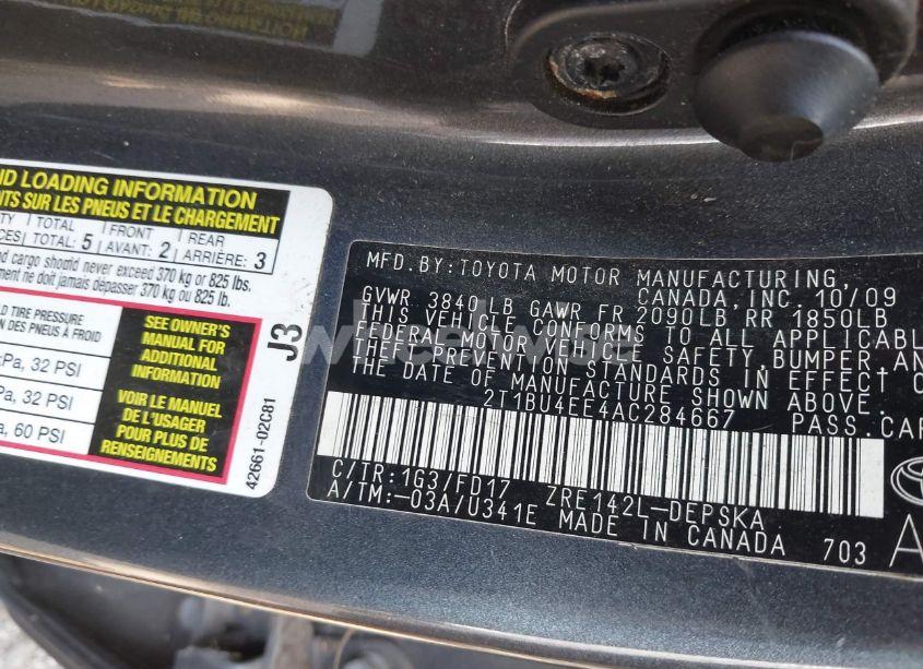 Photo 9 of 2010 Toyota Corolla S (VIN 2T1BU4EE4AC284667)