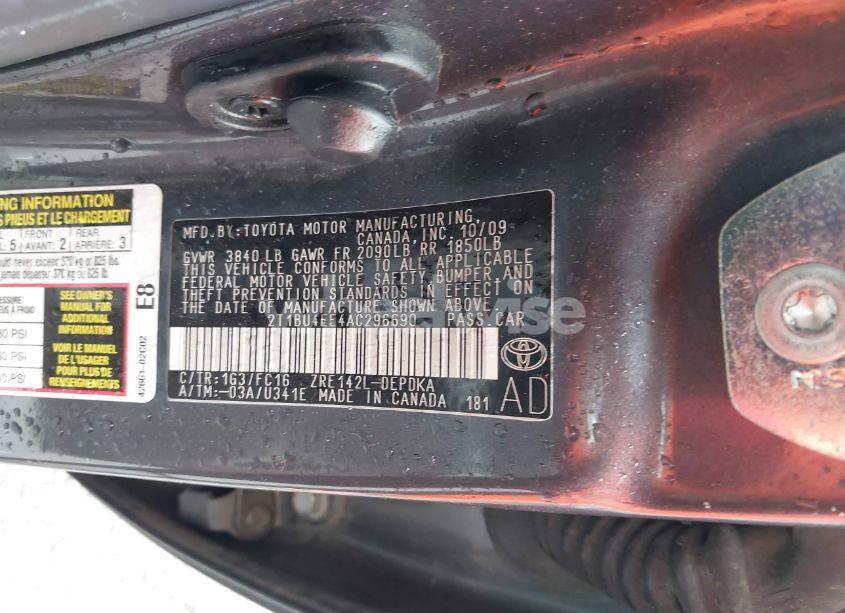 Photo 9 of 2010 Toyota Corolla LE (VIN 2T1BU4EE4AC296690)