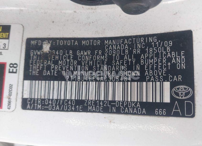 Photo 9 of 2010 Toyota Corolla S/LE/XLE (VIN 2T1BU4EE4AC305484)