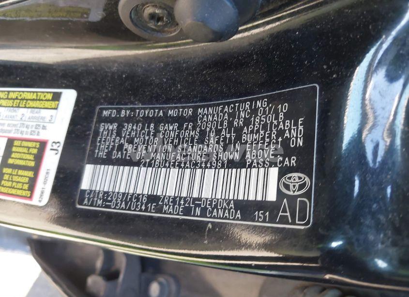 Photo 9 of 2010 Toyota Corolla LE (VIN 2T1BU4EE4AC344981)