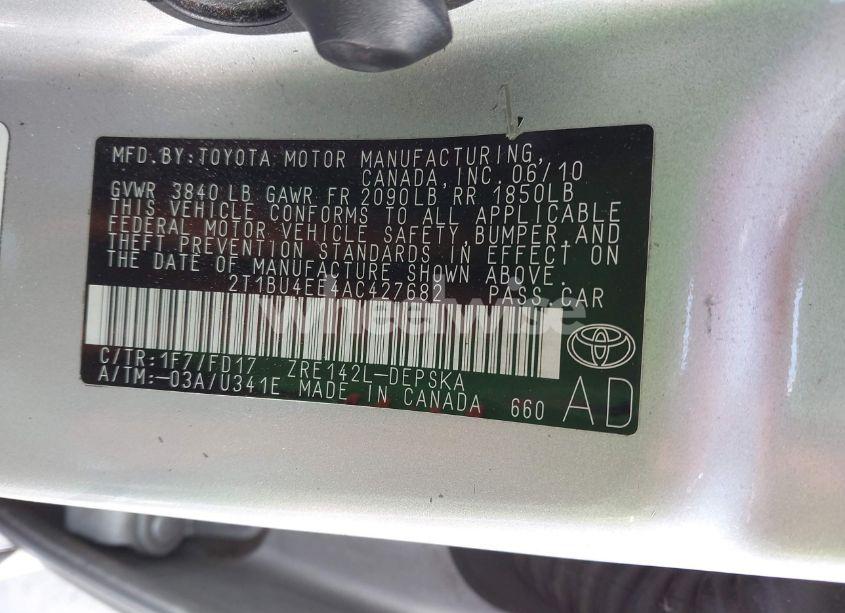 Photo 9 of 2010 Toyota Corolla S (VIN 2T1BU4EE4AC427682)