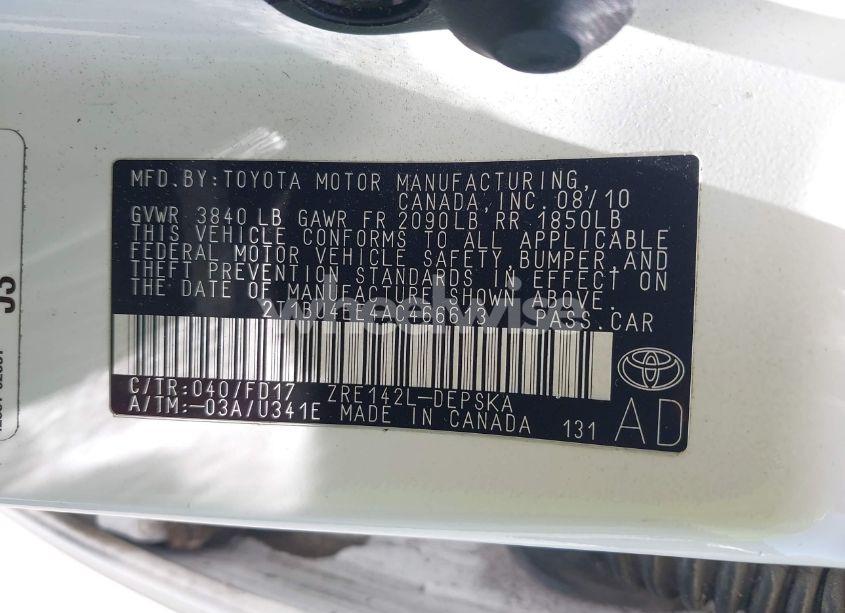 Photo 9 of 2010 Toyota Corolla S (VIN 2T1BU4EE4AC466613)