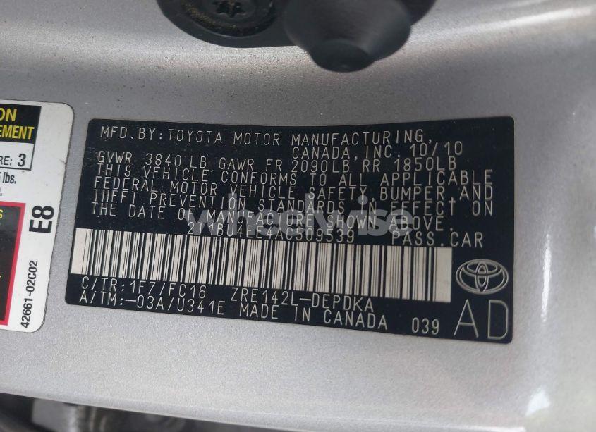 Photo 9 of 2010 Toyota Corolla LE (VIN 2T1BU4EE4AC509539)