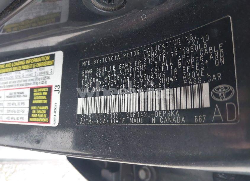 Photo 9 of 2010 Toyota Corolla S (VIN 2T1BU4EE4AC535610)