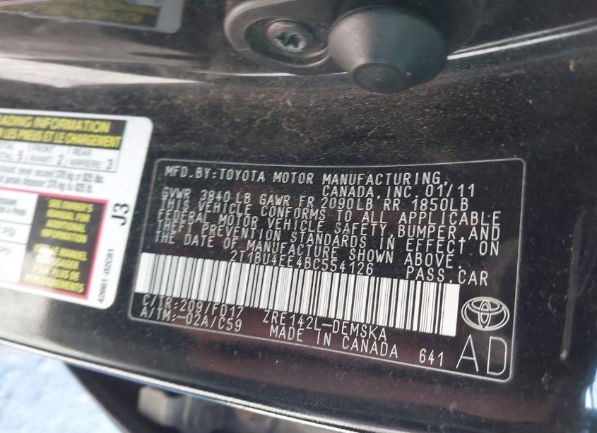 Photo 9 of 2011 Toyota Corolla S (VIN 2T1BU4EE4BC554126)